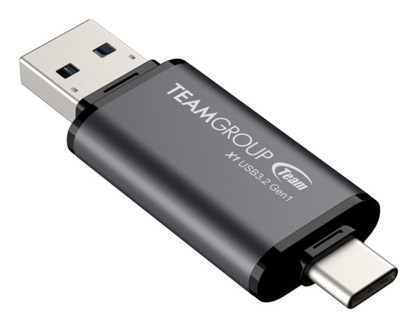 Team X1 - USB flash-enhet - 128 GB - USB 3.2 Gen 1 / USB-C - matt grå