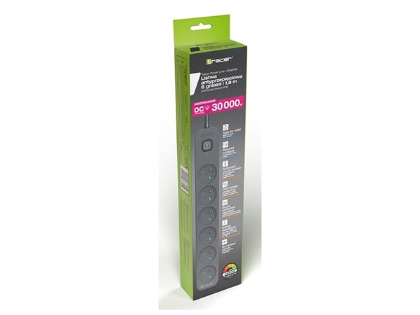 Tracer TRALIS47025, 1,8 m, Sisätila, Grafiitti, 6 AC-pistorasia(a), 3680 W, 16 A
