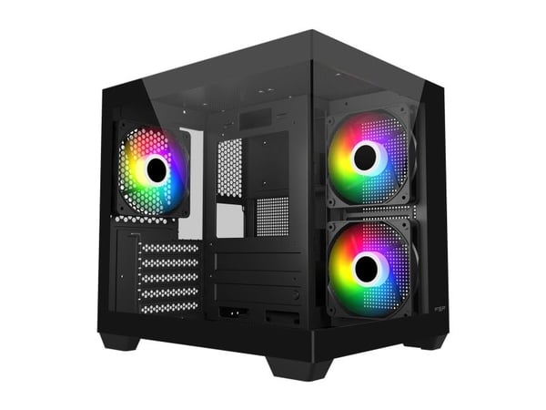 FSP S140-BA - SFF Tower - mini ATX - sidepanel med vindu (glass) - ingen strømforsyning (ATX) - svart - USB/lyd