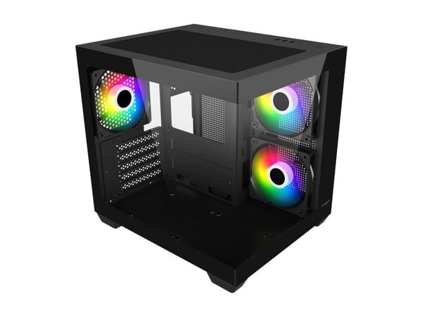 FSP S140-BA - SFF Tower - mini ATX - sidepanel med vindu (glass) - ingen strømforsyning (ATX) - svart - USB/lyd