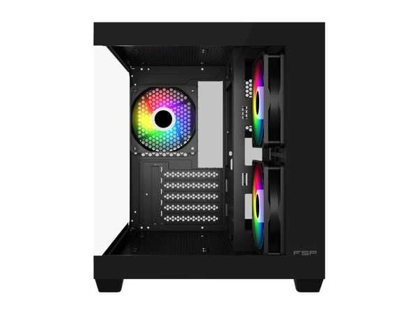FSP S140-BA - SFF Tower - mini ATX - sidepanel med vindu (glass) - ingen strømforsyning (ATX) - svart - USB/lyd