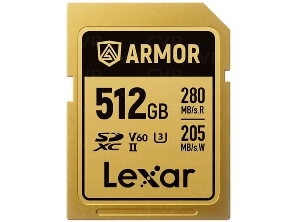 Lexar SDXC ARMOR Gold UHS-II U3, rustfritt stål, IP68 R280/W210 (V60) 512 GB
