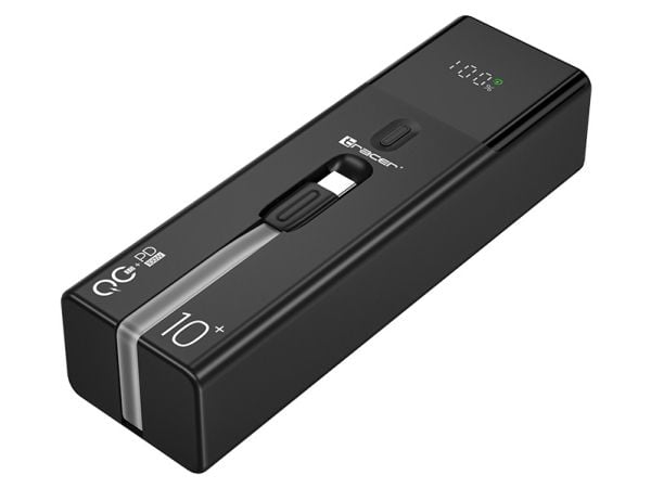 Tracer Quant, 10000 mAh, Lithium-Ion (Li-Ion), Power Delivery, Quick Charge 3.0, 100 W, Svart