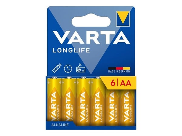 Varta Longlife, Engangsbatteri, AA, Alkalinsk, 1,5 V, 6 stykker