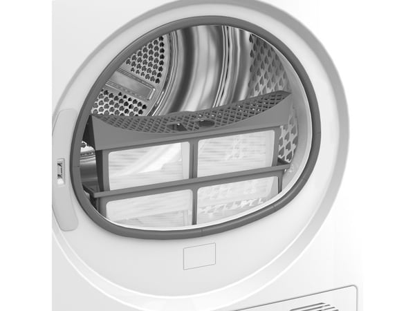Beko BM3T40230W, Frittstående, Frontmatet, Varme pumpe, Hvit, Rotasjon, Berøringskontroll, Bakre