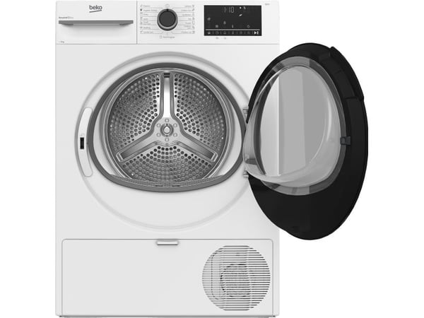 Beko BM3T40230W, Frittstående, Frontmatet, Varme pumpe, Hvit, Rotasjon, Berøringskontroll, Bakre