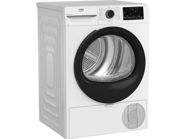 Beko BM3T40230W, Frittstående, Frontmatet, Varme pumpe, Hvit, Rotasjon, Berøringskontroll, Bakre