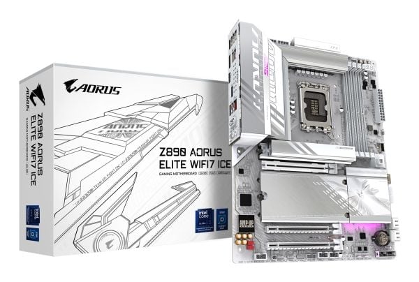 GIGABYTE Z890 AORUS ELITE WIFI7 ICE Motherboard - Supports Intel Core Ultra (Series 2) CPUs, 16+1+2 phases VRM, up to 8800MHz DDR5 (OC), 1xPCIe 5.0...