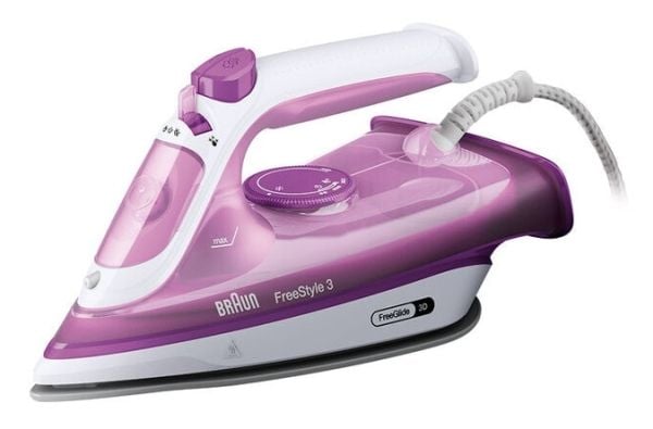 Braun FreeStyle 3 FI 3124, Tørr & dampstrykejern, Keramisk strykesåle, 2 m, 160 g/min, Lilla, 45 g/min