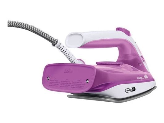 Braun FreeStyle 3 FI 3124, Tørr & dampstrykejern, Keramisk strykesåle, 2 m, 160 g/min, Lilla, 45 g/min