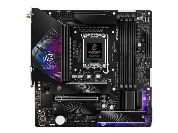 ASRock Phantom Gaming Z890M RIPTIDE WIFI - Hovedkort - micro ATX - LGA1851-sokkel - Z890 Chipset - USB4, USB 3.2 Gen 2, USB 3.2 Gen 1 - 5 Gigabit E...