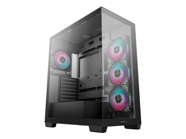 DeepCool CG580 4F - Tower - ATX - sidepanel med vindu (herdet glass) - ingen strømforsyning (ATX / PS/2) - svart - USB/lyd