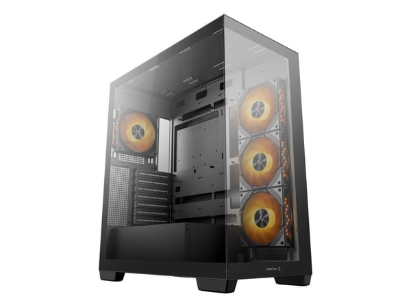 DeepCool CG580 4F - Tower - ATX - sidepanel med vindu (herdet glass) - ingen strømforsyning (ATX / PS/2) - svart - USB/lyd