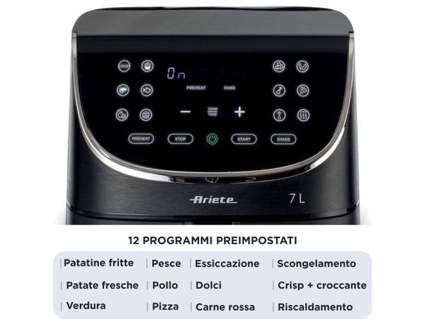 Ariete 4627/00, Varmluftsfrityr, 7 l, 2,8 kg, 35 °C, 200 °C, Single/enkelt