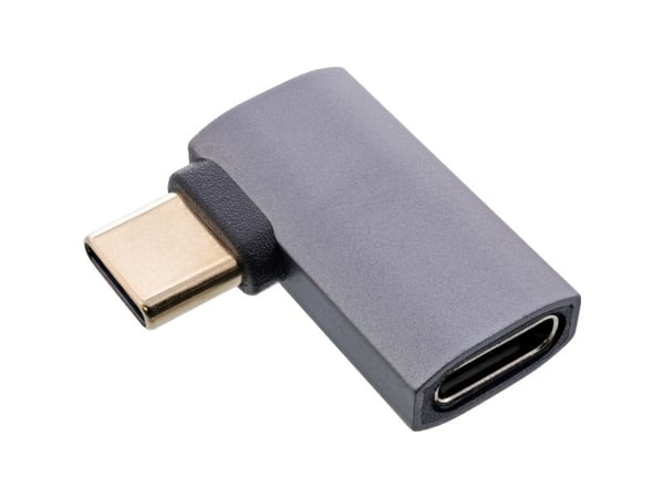 InLine USB4-sovitin - USB-C uros/naaras oikea/vasen kulma - alumiini - harmaa (35900G)