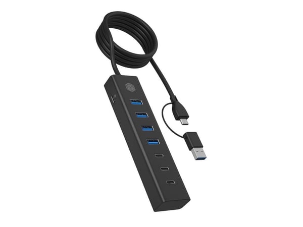 ICY BOX IB-HUB1737-C3 - Hub - 4 x USB 3.2 Gen 1 + 3 x USB-C 3.2 Gen 1 - stasjonær