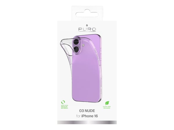 PURO 0.3 Nude, Suojus, Apple, iPhone 16, 15,5 cm (6.1"), Läpinäkyvä