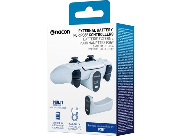NACON External Battery, PlayStation 5, Spillkontrollerbatteri, Hvit, Sony, 2000 mAh, 5 V