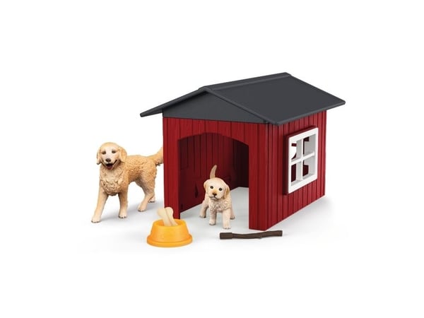 Schleich hundkoja med 2 golden retrievers
