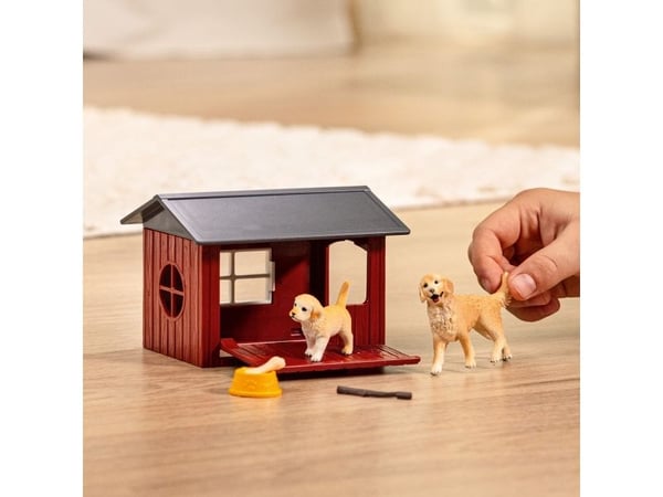 Schleich hundkoja med 2 golden retrievers