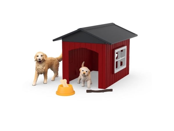 Schleich hundkoja med 2 golden retrievers
