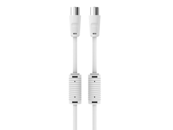 Sinox PRO -antennikaapeli YouSee &amp; Stofa hyväksytty. 5m. valkoinen