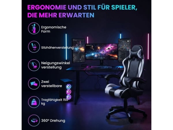 Extralink Gaming | Gaming stol | kontor, roterende, kube, svart og hvit, G-526