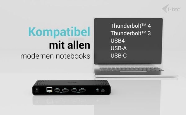 i-Tec - Dockningsstation - USB-C / USB4 / Thunderbolt 3 / Thunderbolt 4 - 2 x HDMI, 2 x DP++ - 1GbE