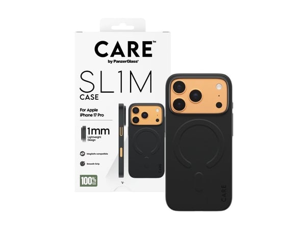 PanzerGlass CARE™ by ® SL1M Case Black w. MagSafe iPhone 17 Pro, Suojus, Apple, Apple - iPhone 17 Pro, musta