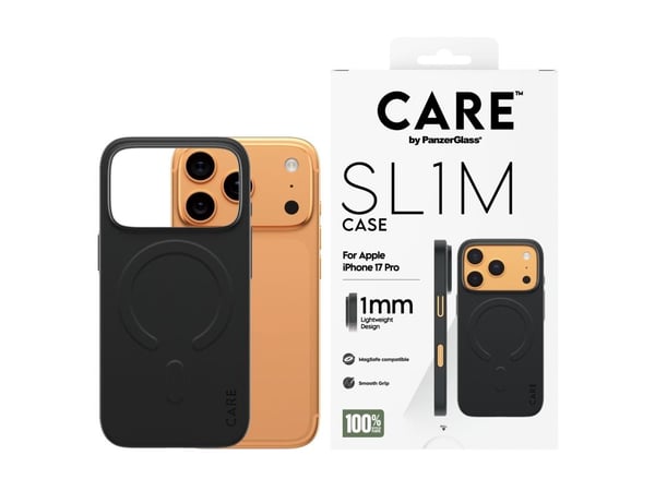 CARE by PanzerGlass SL1M - Baksidedeksel for mobiltelefon - MagSafe-samsvar - polykarbonat (PC) - svart - for Apple iPhone 17 Pro