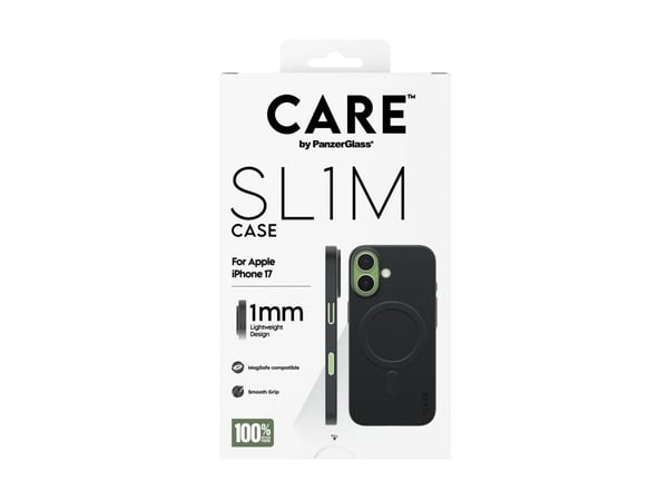 PanzerGlass CARE™ by ® SL1M Case Black w. MagSafe iPhone 17, Suojus, Apple, Apple - iPhone 17, musta