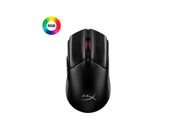 HyperX Pulsefire Haste 2 - Mus - optisk - 6 knappar - trådlös, kabelansluten - 2.4 GHz, Bluetooth 5.2, USB 2.0 - trådlös USB-mottagare - svart