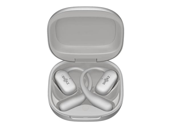 SHOKZ OpenFit 2+ - True wireless-hodetelefoner med mikrofon - åpent øre - over-øret-montering - Bluetooth - grå