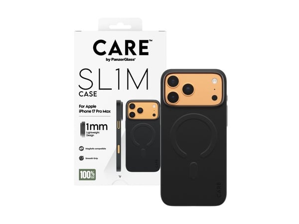 CARE by PanzerGlass SL1M - Baksidedeksel for mobiltelefon - MagSafe-samsvar - polykarbonat (PC) - svart - for Apple iPhone 17 Pro