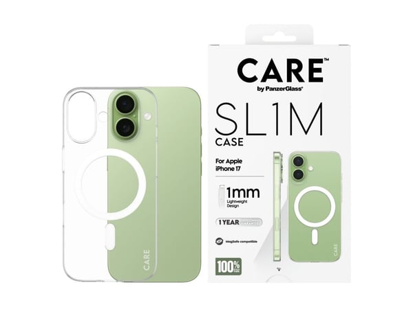 CARE by PanzerGlass SL1M - Baksidedeksel for mobiltelefon - MagSafe-samsvar - polykarbonat (PC) - gjennomsiktig - for Apple iPhone 17