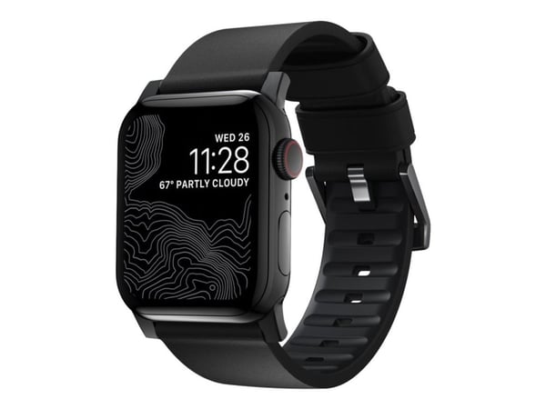 Nomad Active Band Pro, Yhtye, Älykello, musta, Apple, Ultra / 46mm, Nahka, Ruostumaton teräs