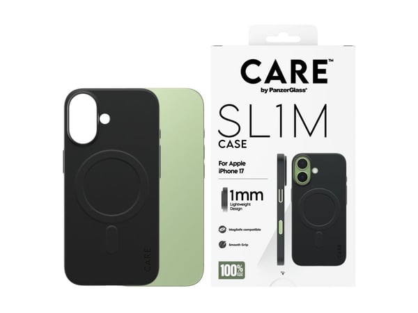 CARE by PanzerGlass SL1M - Baksidedeksel for mobiltelefon - MagSafe-samsvar - polykarbonat (PC) - svart - for Apple iPhone 17