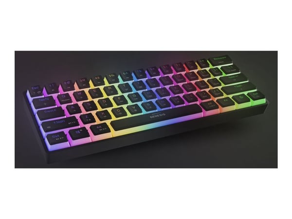 Genesis Thor 660 G2 - Tastatur - 60% - compact - bakgrunnsbelyst - trådløs - Bluetooth 5.0, USB, 2.4 GHz - QWERTY - USA - tastsvitsj: Gateron Red -...