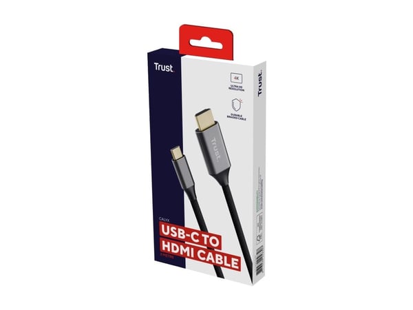 Trust 25630, USB-C, HDMI, 2 m, musta, hopea