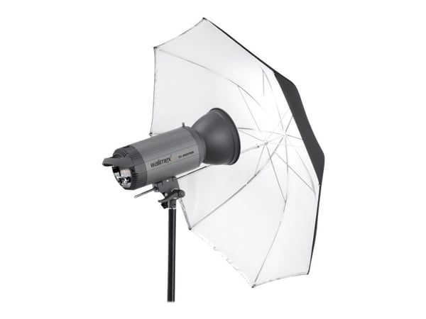 Walimex 2 in1 - Reflekterande/genomskinligt paraply - vit - Ø84 cm