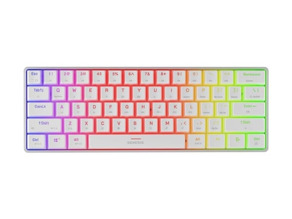 Genesis Thor 660 G2 - Tangentbord - 60% - compact - bakgrundsbelyst - trådlös - Bluetooth 5.0, USB, 2.4 GHz - QWERTY - amerikansk - tangentbrytare:...