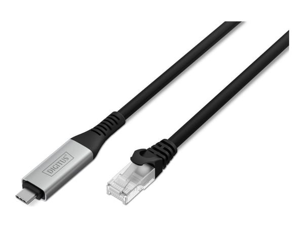 DIGITUS - Nettverkskabel - USB-C (hann) til RJ-45 (hann) - 6.2 mm - S/FTP - dupleks - CAT 6a - USB 3.2 Gen 1 - støtte for Gigabit Ethernet, halogen...