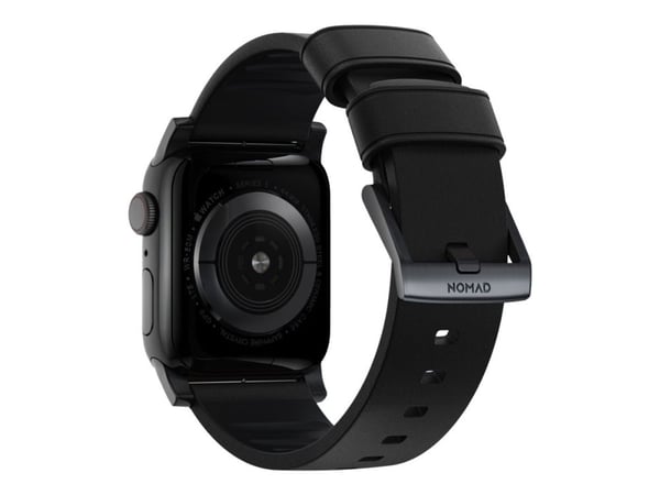 Nomad Active Band Pro - Band för smart klocka - 150 - 210 mm - black hardware, svart läder - för Apple Watch Hermès Series 9, SE 3, Series 10, Seri...