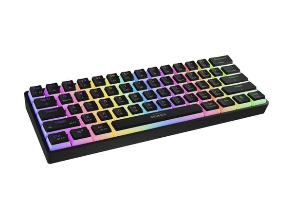Genesis Thor 660 G2 - Tastatur - 60% - compact - bakgrunnsbelyst - trådløs - Bluetooth 5.0, USB, 2.4 GHz - QWERTY - USA - tastsvitsj: Gateron Red -...