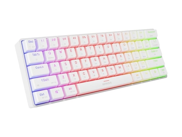 Genesis Thor 660 G2 - Tastatur - 60% - compact - bakgrunnsbelyst - trådløs - Bluetooth 5.0, USB, 2.4 GHz - QWERTY - USA - tastsvitsj: Gateron Red -...