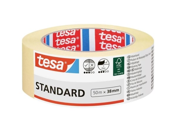 TESA Standard, maalarinteippi, paperi, valkoinen, universaali, 2 päivää, 50 m