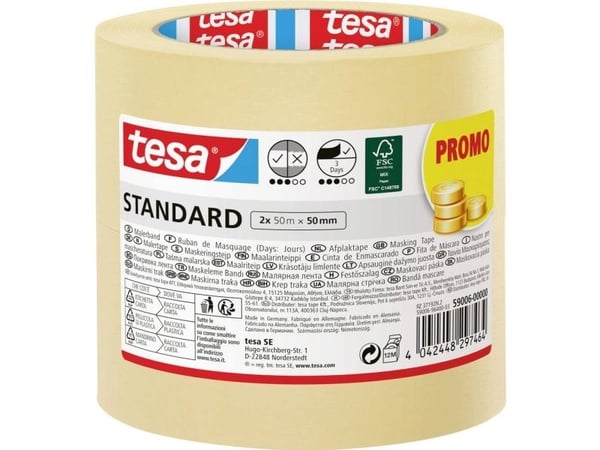 tesa 59006-00000-01 malerteip/avdekkingstape (L x B) 50 m x 50 mm, 1 stk (59006-00000-01)