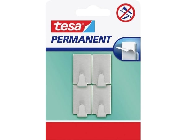 TESA 66612-00000-00, Innendørs, Universalkrok, Rustfritt stål, Metall, Limstrimmel, Rektangel