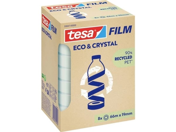 tesa ECO & CRYSTAL teip transparent 19,0 mm x 66,0 m 8 stk. (59047-00000-00)