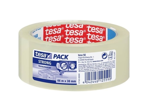 Pakketape Tesa 57165 transparent PP 38mm x 66m (stk.)